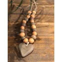 collier faïence brut coeur ( brun / terracotta )